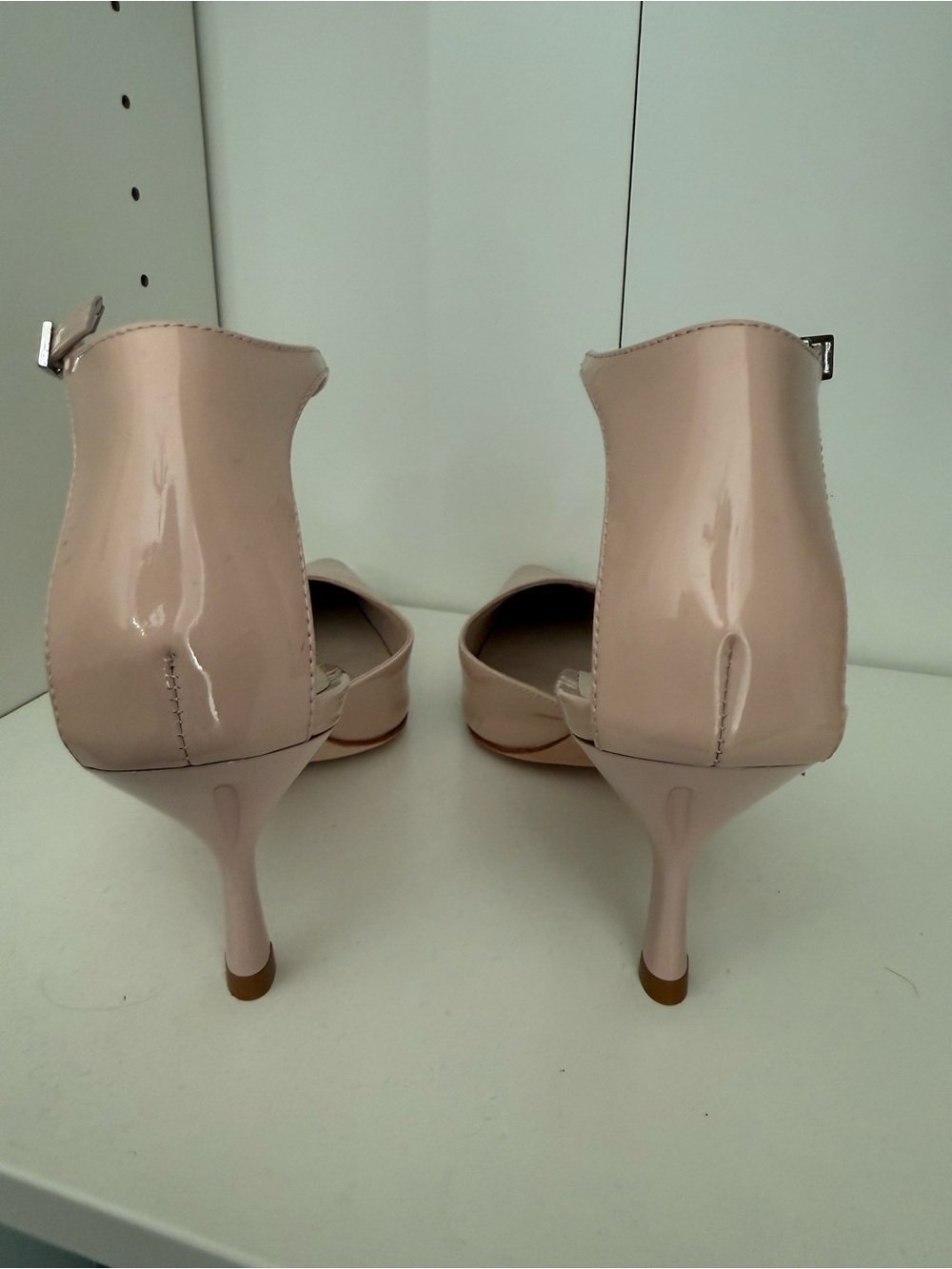 Reformation Pointed-Toe Ankle-Strap Heels in Blush Pink - Picture 3 of 4